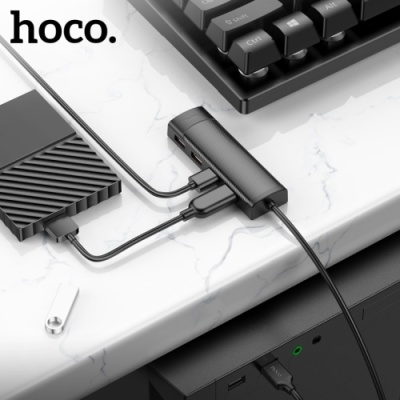usb hub hoco hb41 easy 4-in-1 converter (usb to usb2.0*4) 1,2m. black 