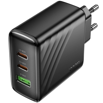 мережевий зарядний пристрій hoco cs26a pd45w+ qc3.0 (1usb/2type-c/3a) (чорний) 