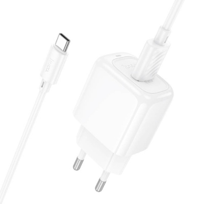 мережевий зарядний пристрій hoco cs52a 1usb/18w/qc3.0 + (usb - type-c) (білий) 