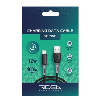 кабель ridea rc-m133 spring 12w/1m usb - lightning (чорний) 