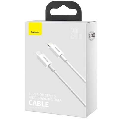 кабель baseus superior series (pd) type-c - lightning 20w/2m (catlys-c02) (white) 