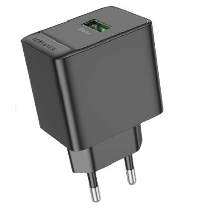 мережевий зарядний пристрій borofone bas12a 1usb/18w/qc3.0 (чорний) 