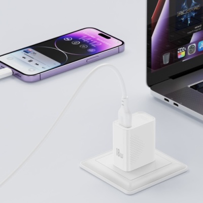 мережевий зарядний пристрій xo l159 1usb/18w/qc3.0 + (usb - type-c) (бiлий) 