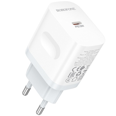 мережевий зарядний пристрій borofone ba99a 1type-c/20w/pd (білий) 