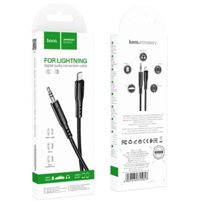кабель aux hoco upa18 3.5mm(male) - lightning(male) 1m (чорний) 