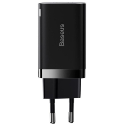 мережевий зарядний пристрій baseus super si pro quick charger eu (ccsupp-e01) 1usb/30w/qc3.0 + 1type-c/30w/pd (чорний) 