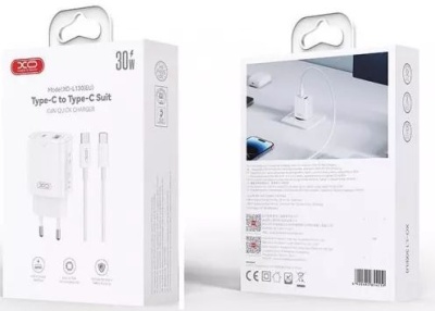 мережевий зарядний пристрій xo l130 (nb190a) 1usb/18w/qc3.0 + 1type-c/30w/pd + (type-c - type-c) (бiлий) 