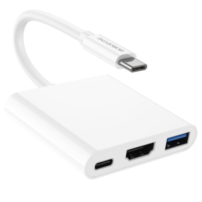 перехідник borofone dh4 type-c converter(type-c to usb3.0+hdmi+pd) (бiлий) 