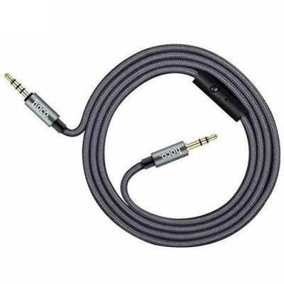 кабель aux hoco upa04 noble sound + мікрофон 1m (сірий) 