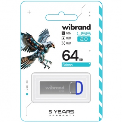 usb флеш-накопичувач wibrand 64gb falcon (синій) 