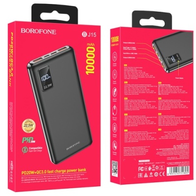додаткова батарея power bank borofone bj15 kody 10000 mah with magsafe pd20w (чорний) 