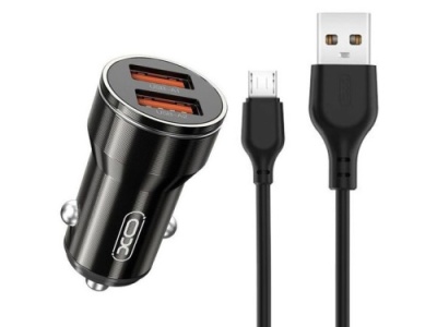Автомобільний Зарядний Пристрій XO CC48 2USB/2.4A + (USB - MicroUSB) (Чорний)