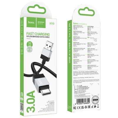 кабель hoco x110 usb - type-c 3a/1m (чорний) 