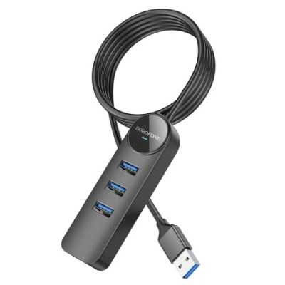 usb hub borofone dh5 (usb to usb3.0*4) 1,2м - чорний 