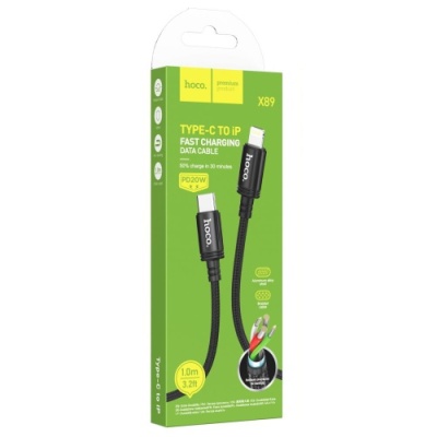 кабель hoco x89 wind (pd) type-c - lightning 20w 3a/1m (чорний) 
