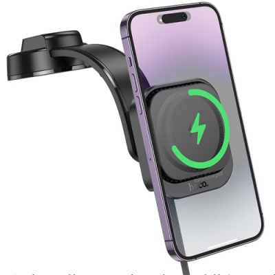 Автотримач Hoco HW24 Magnetic Wireless 15W (Чорний)