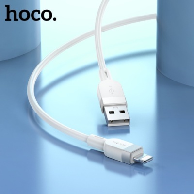 кабель hoco x109 silicone usb - lightning 2.4a/1m (білий) 