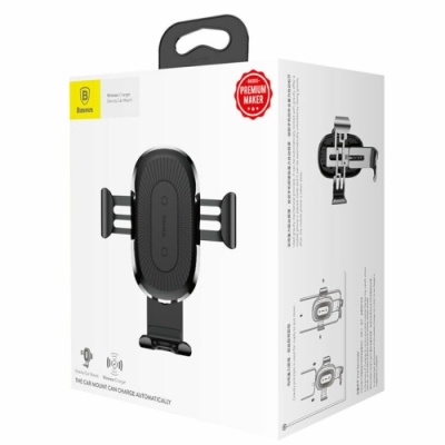 Автотримач з бездротовою зарядкою Baseus Wireless Fast Charger Gravity Car Mount (WXYL-01) Black