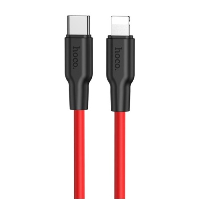кабель hoco x21 plus silicone (pd) type-c - lightning 20w/3.0a/1m (чорно-червоний) 