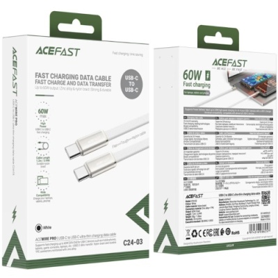 кабель acefast c24-03 type-c - type-c (1.2м) 60w (білий) 