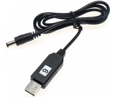 usb кабель із перетворювачем напруги з 5v на 9v (5.5 х 2.1 мм) dc для роутера (чорний) 