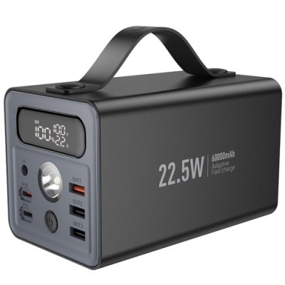 додаткова батарея power bank hoco j138 distant 22.5w+pd20w 60000 mah (чорний) 