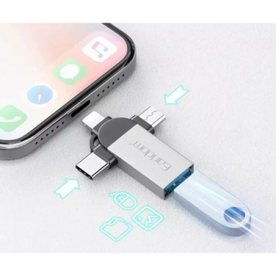 перехідник earldom et-ot93 (3 to 1) micro/ligthing/type-c to usb silver 