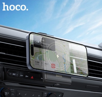Автотримач Hoco HW19 з безпровідним зарядним пристроєм (Чорний)