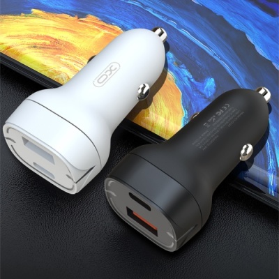 Автомобільний Зарядний Пристрій XO CC37 1USB/18W/QC3.0 + 1Type-C/20W/PD (Білий)