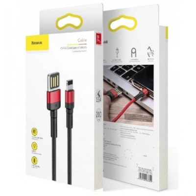 кабель baseus cafule se usb - lightning 2.4a/1m (calklf-g09) (red-black) 