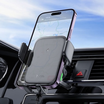 Автотримач Hoco HW10 з безпровідним зарядним пристроєм (Чорний)