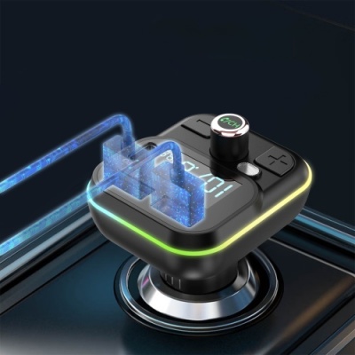 FM Модулятор Earldom ET-M86 PD18W/RGB 7 colors/1USB/1Type-C/1U-Disk/3.1A (Чорний)
