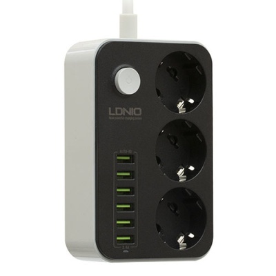 мережевий подовжувач ldnio se3631 6usb 3.4a (чорний) 