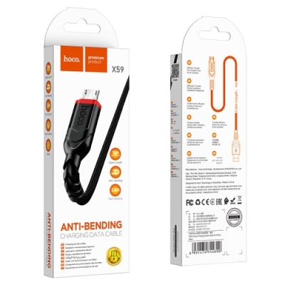 кабель hoco x59 victory usb - microusb 2.4a/1m (чорний) 