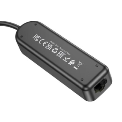 usb hub borofone dh6 (usb to usb3.0+usb3.0*3+rj45) 0,2м - чорний 