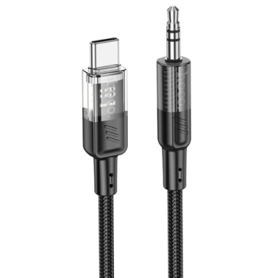 кабель aux hoco upa27 3.5mm(male) - type-c(male) 1.2m (чорний) 