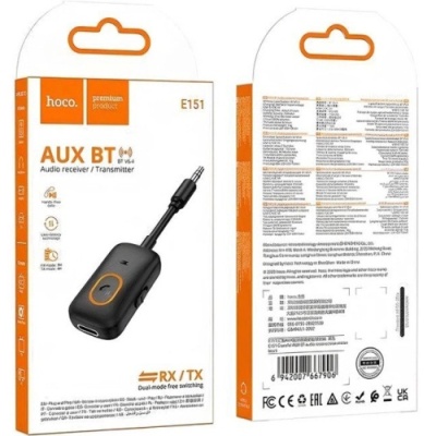 Bluetooth аудіо ресівер Hoco E151 (Чорний)