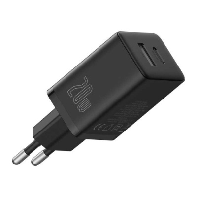 мережевий зарядний пристрій baseus cube fast charger eu (p10111403113-00) 1usb/18w/qc3.0 + 1type-c/20w/pd (чорний) 