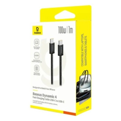 кабель baseus dynamic 4 fast charging type-c - type-c 100w/1m (p10381400111-00) (black) 