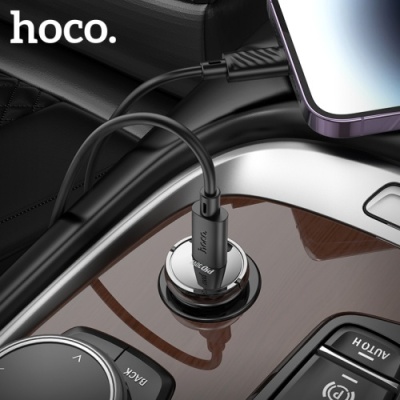 Автомобільний Зарядний Пристрій Hoco Z53 1Type-C/30W/PD + (Type-C - Lightning) (Чорний)