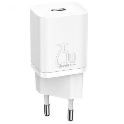 мережевий зарядний пристрій baseus super si (tzccsup-l02) 1type-c/25w/pd + (type-c - type-c) 1m (білий) 