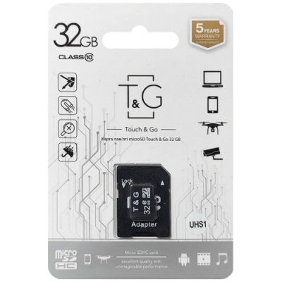 карта пам'яті tg microsdhc 32gb uhs-1 10 class + adapter (чорний) 