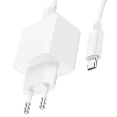 мережевий зарядний пристрій hoco cs11a 1usb/2.1a + (usb - type-c) (білий) 