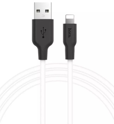 кабель hoco x21 plus silicone usb - lightning 2.4a/1m (чорно-білий) 