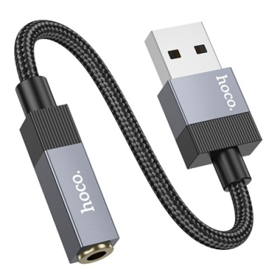 перехідник hoco upa32d usb - jack 3.5 (чорний) 