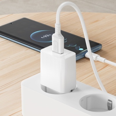 мережевий зарядний пристрій borofone bas72a 1usb/18w/qc3.0 + (usb - type-c) (білий) 