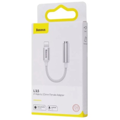 перехідник baseus lightning(male) - 3.5mm(female) headphone jack adapter (call03-02) (білий) 