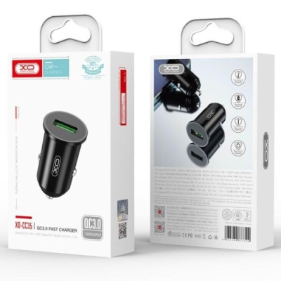 Автомобільний Зарядний Пристрій XO TZ12/CC35 1USB/18W/QC3.0 (Чорний)