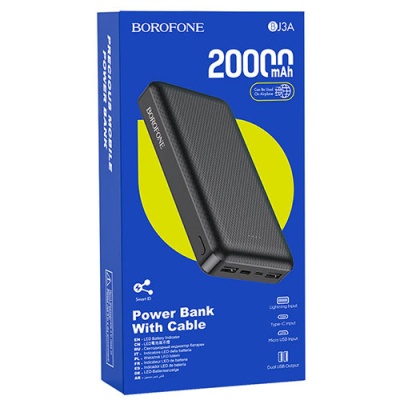 додаткова батарея power bank borofone bj3a 20000 mah (чорний) 