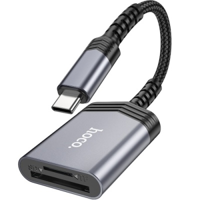 картрідер hoco ua25 2-in-1 card reader type-c (сiрий) 
